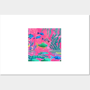 Hot pink coral reef Posters and Art